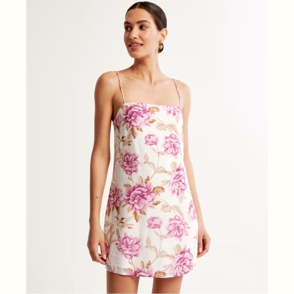 Abercrombie Purple Floral Crinkle Textured Mini Dress Small